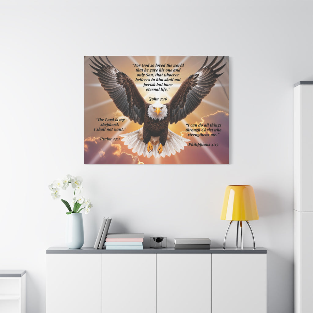 Bald Eagle with Bible Verses Canvas