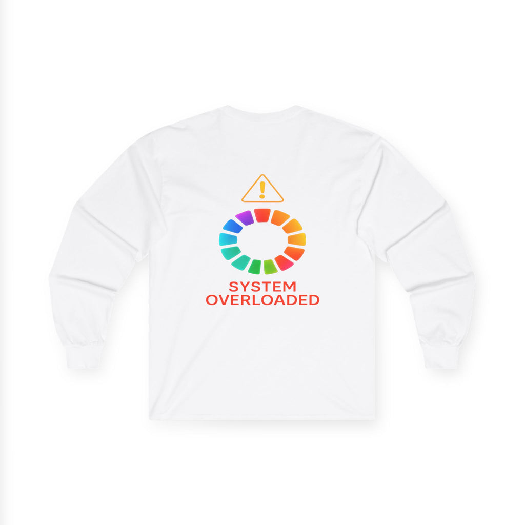 Professional Overthinker brain graphic Long Sleeve Tee | System Overloaded back design
