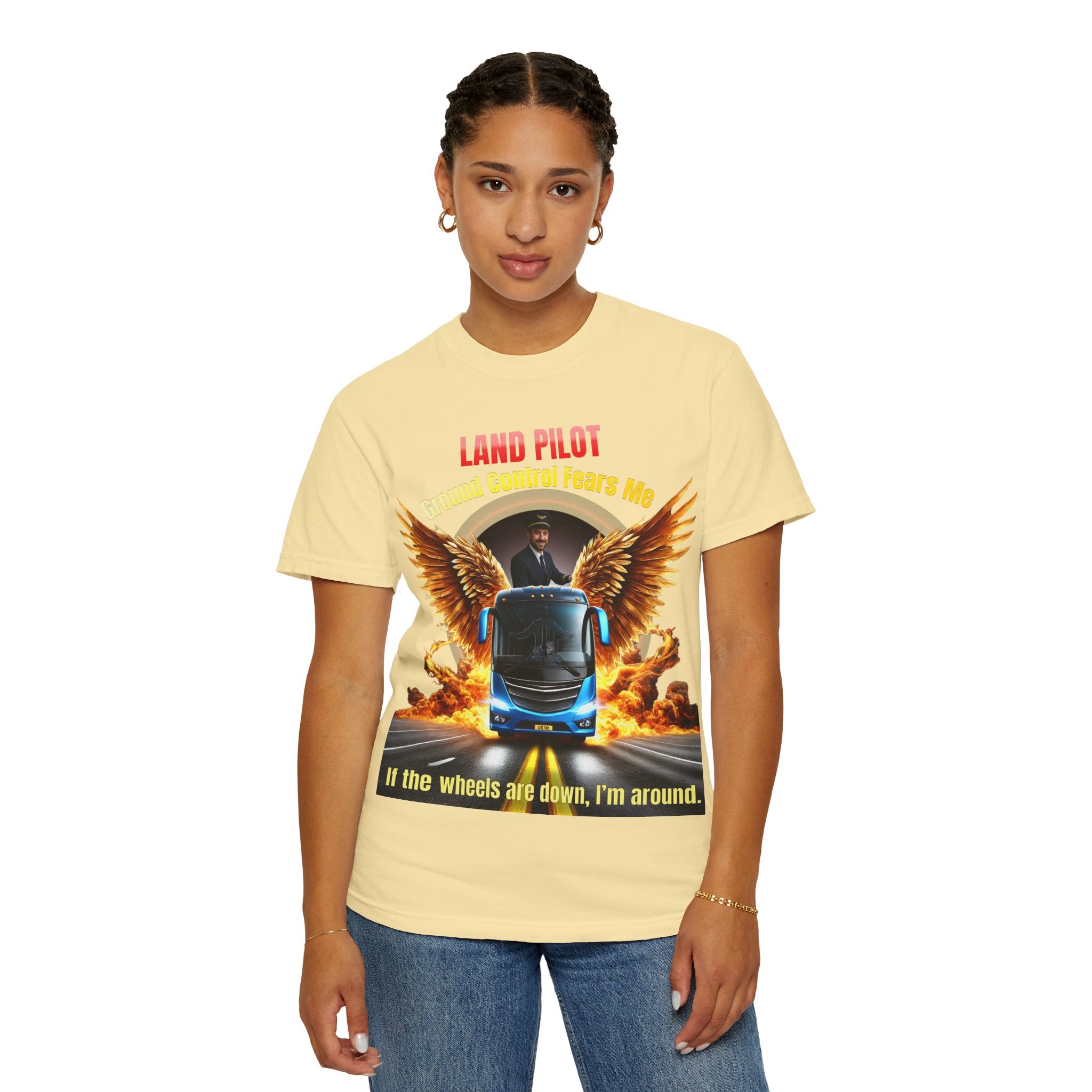 Bus Driver T-Shirt — "Land Pilot" & "If the wheels are down, I'm around" Graphic Tee