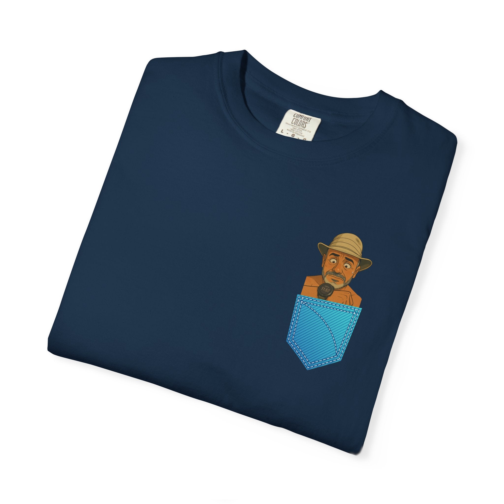 Pocket Graphic T-Shirt — Retro Explorer Watch Illustration & Quote