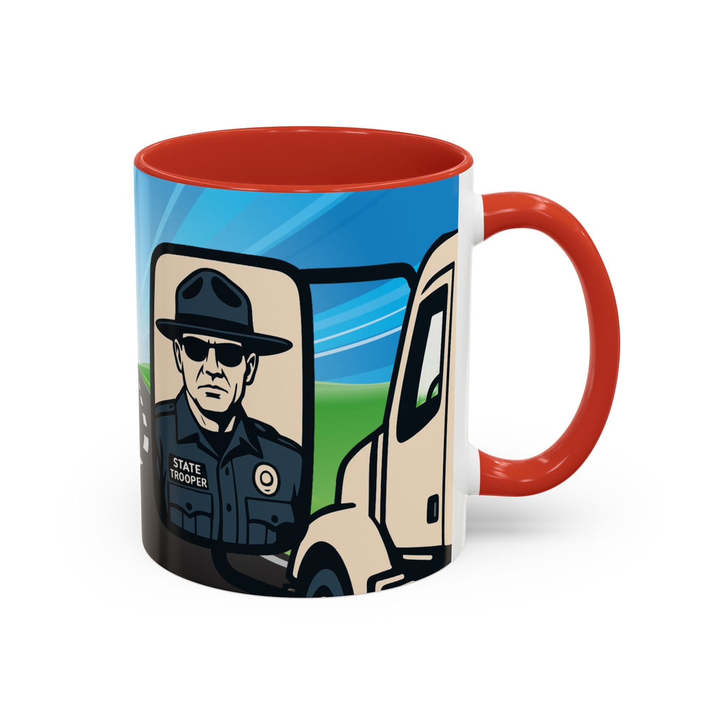 State Trooper Highway Scene Mug | Accent Coffee Mug 11oz 15oz