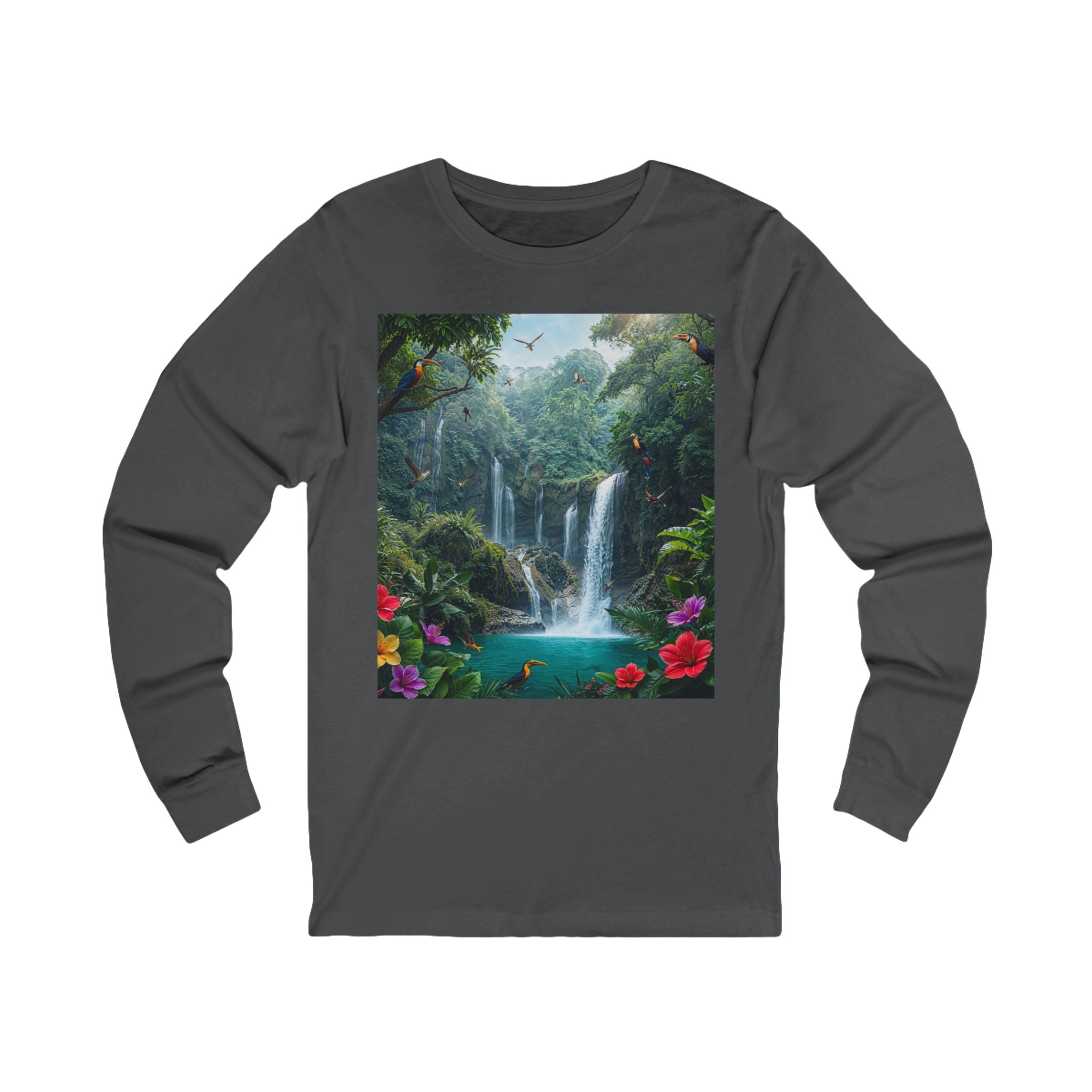 Tropical Waterfall Landscape Tee | Long Sleeve Nature Shirt