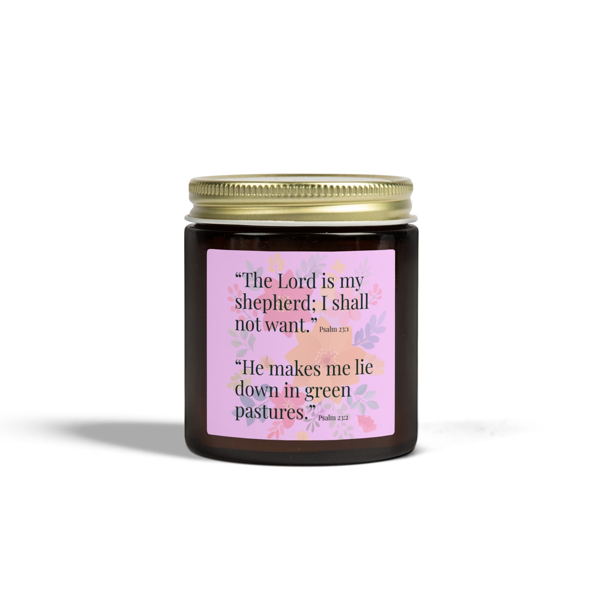 Psalm 23 Scripture Candle Coconut Apricot Wax Jar | 4oz 9oz