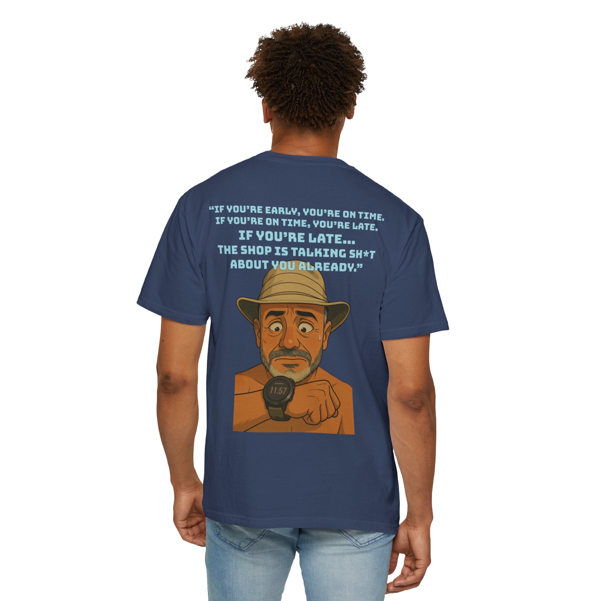 Pocket Graphic T-Shirt — Retro Explorer Watch Illustration & Quote
