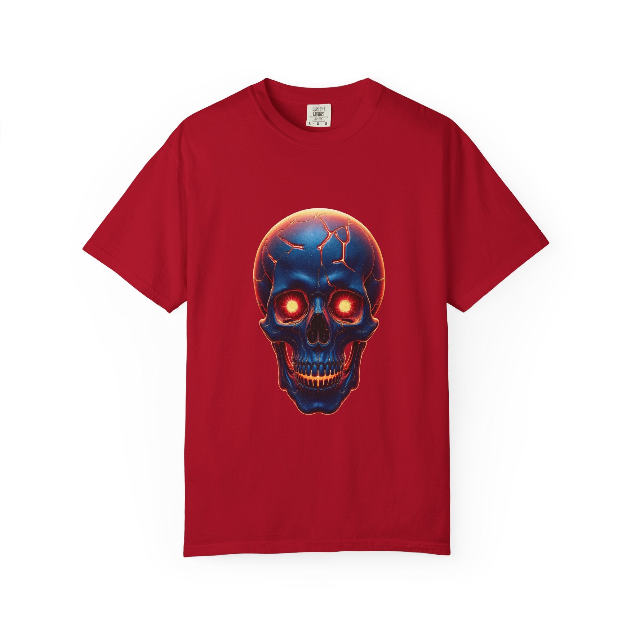 Glowing Neon Skull T-shirt | Fiery Skull Graphic Tee