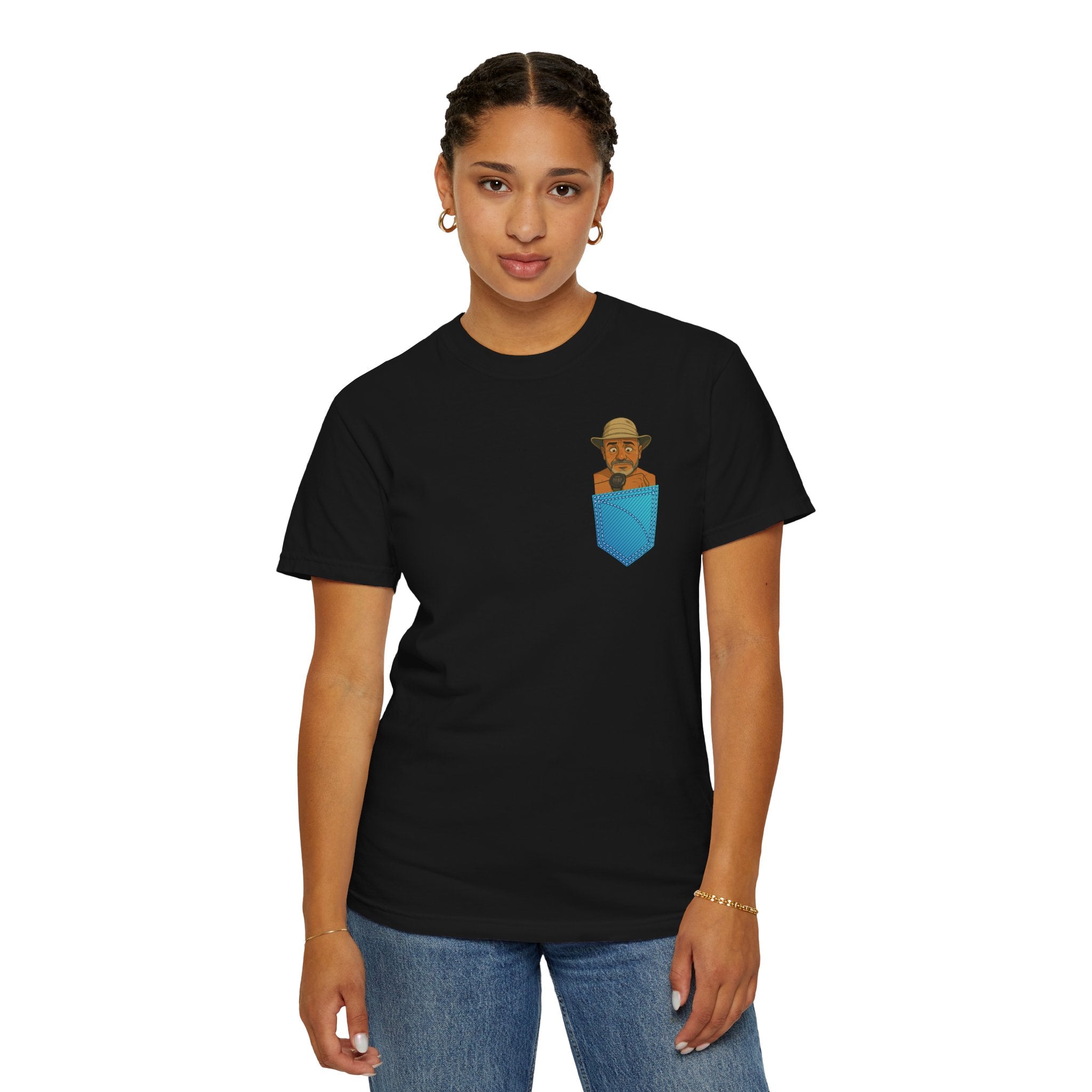 Pocket Graphic T-Shirt — Retro Explorer Watch Illustration & Quote