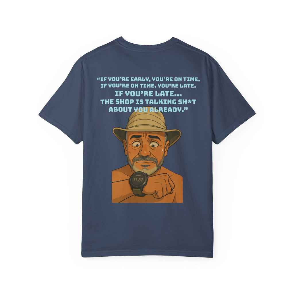 Pocket Graphic T-Shirt — Retro Explorer Watch Illustration & Quote