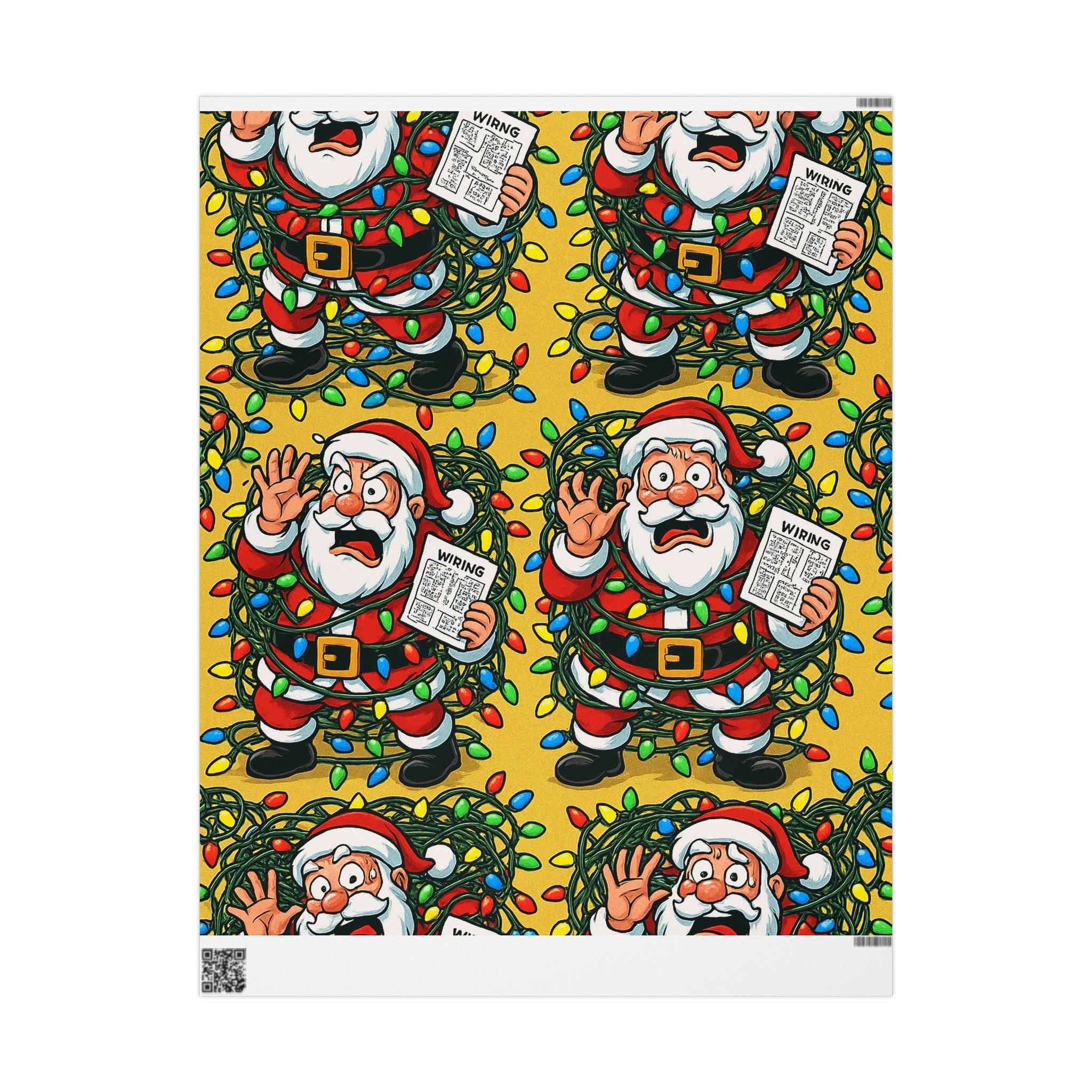 Santa Wreath Wrapping Paper | Christmas Holiday Gift Wrap Roll