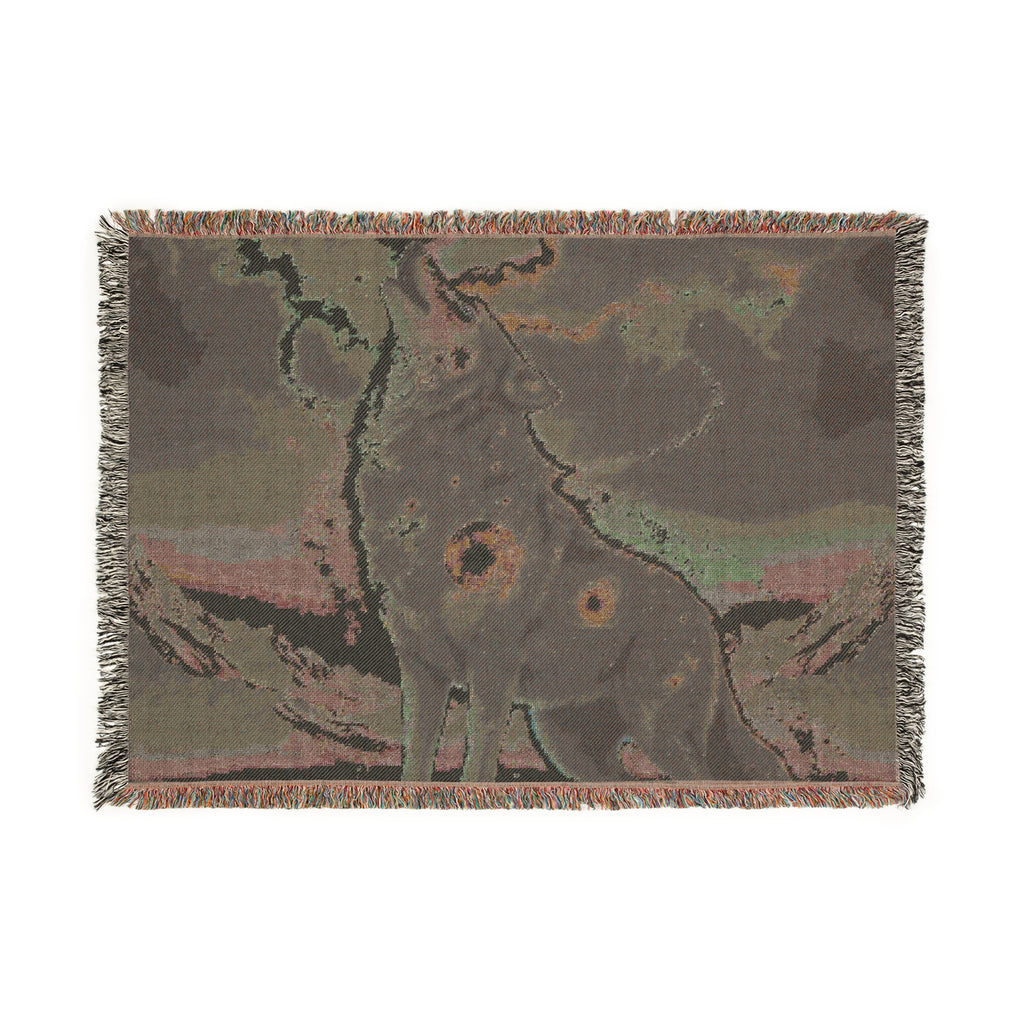 Cosmic Wolf Woven Blanket | Starry Galaxy Canine Tapestry Throw