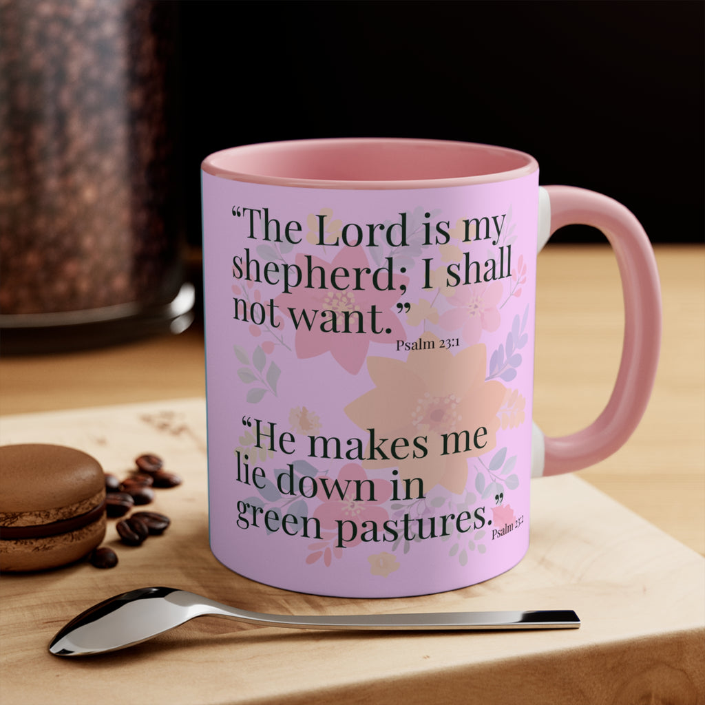 Majestic Lion Scene Mug | Psalm 23 Scripture Accent Mug