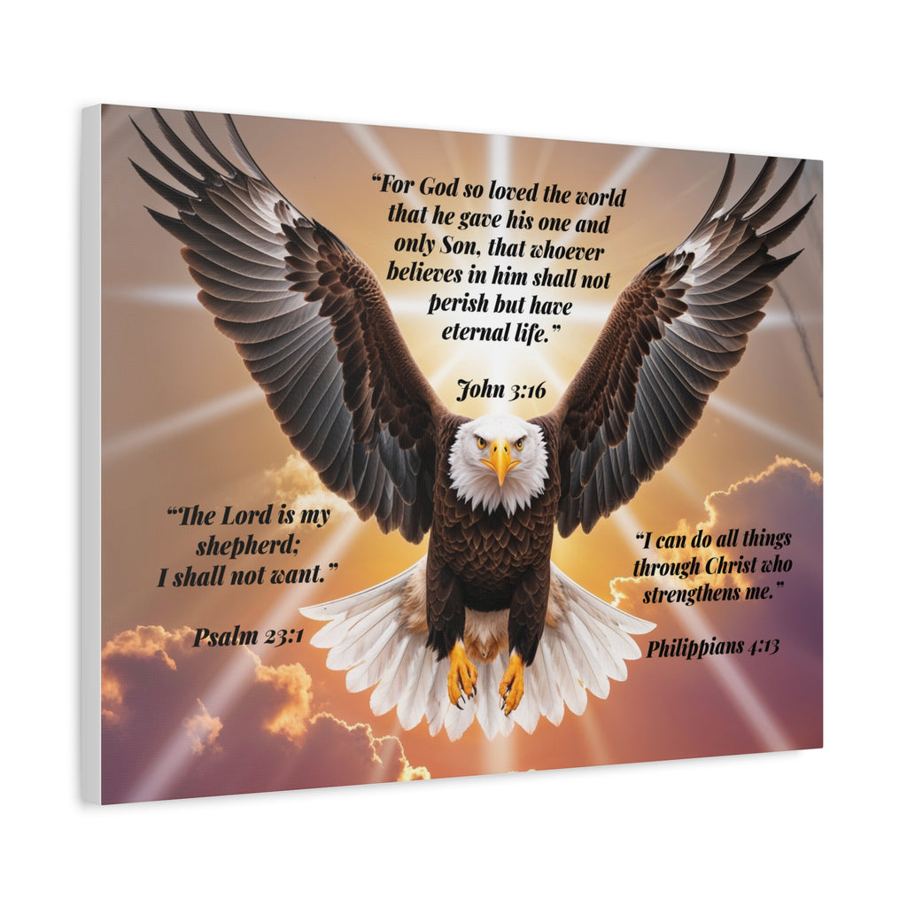Bald Eagle with Bible Verses Canvas