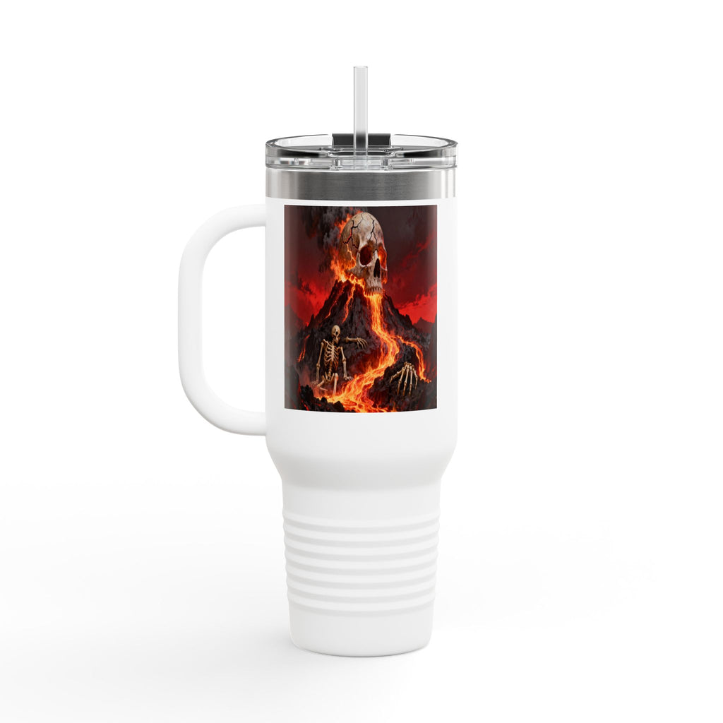 Raven on Skull with Blood Moon Insulated Travel Mug