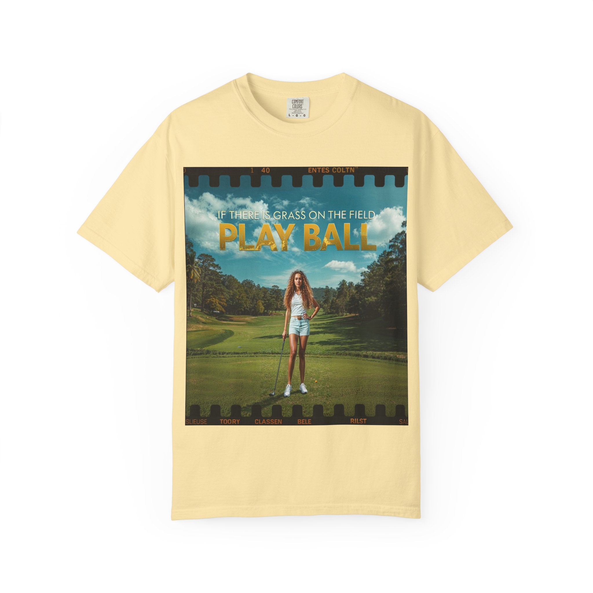 Play Ball golf scene T-shirt | retro golf course photo tee
