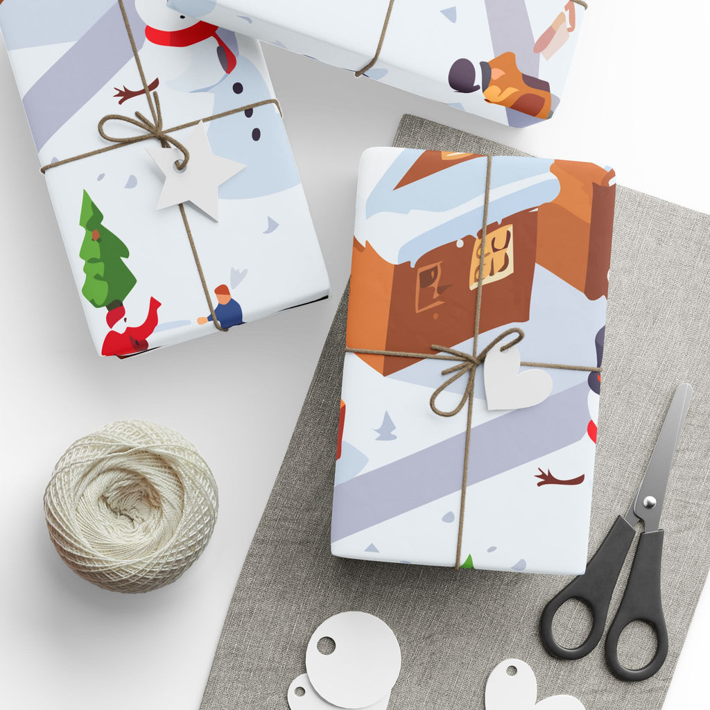 Snowy Gingerbread Village Wrapping Paper | Holiday Christmas Gift Wrap