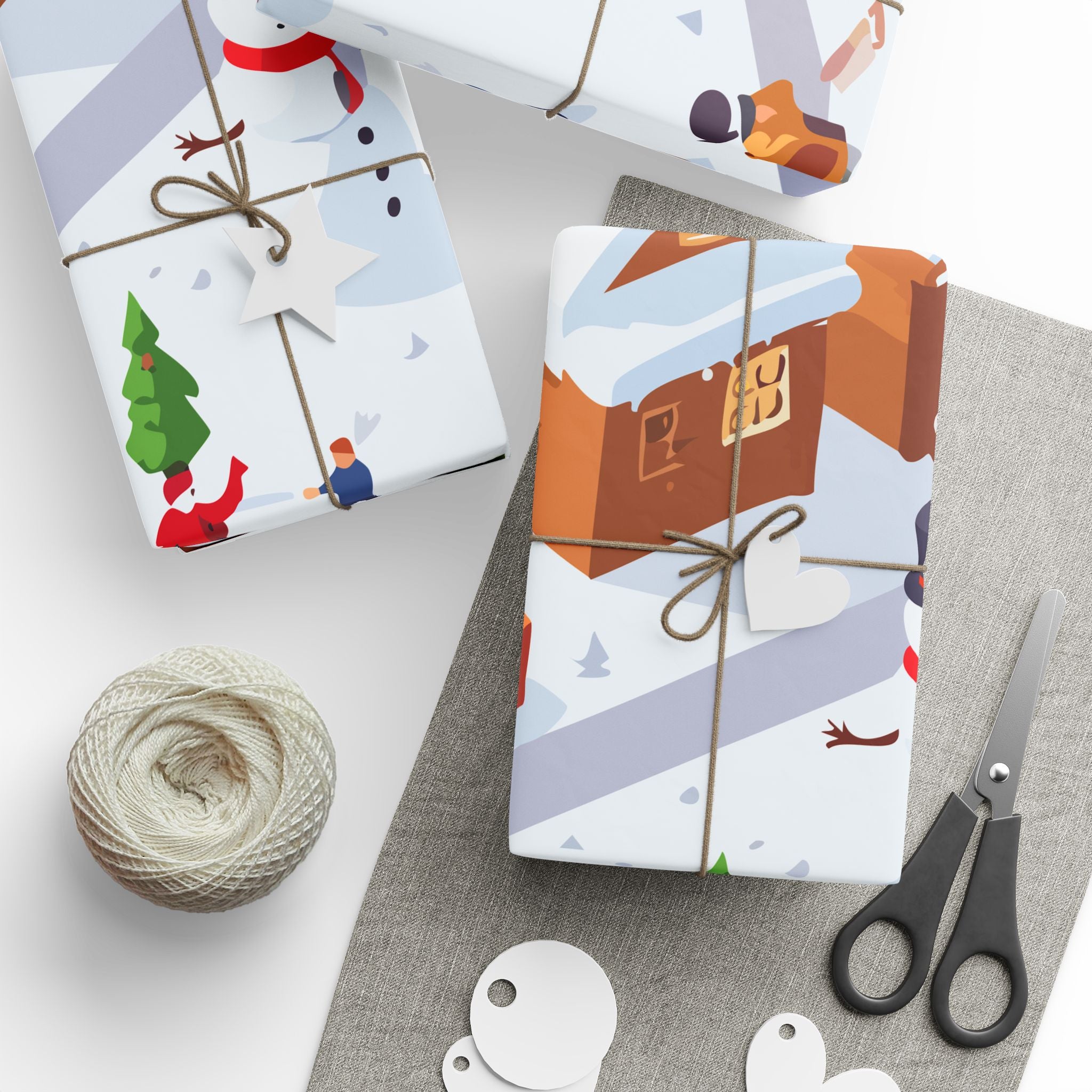Snowy Gingerbread Village Wrapping Paper | Holiday Christmas Gift Wrap