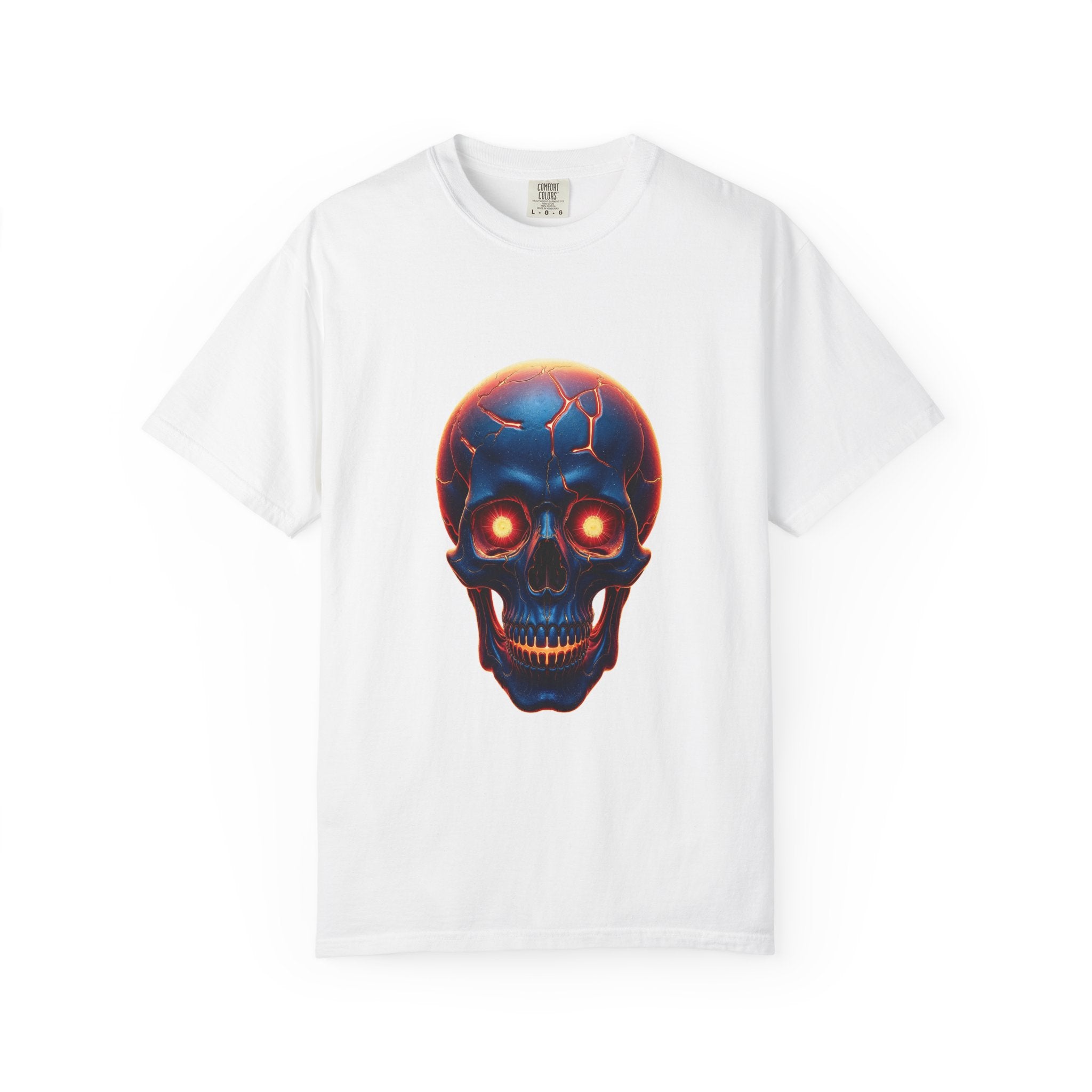 Glowing Neon Skull T-shirt | Fiery Skull Graphic Tee