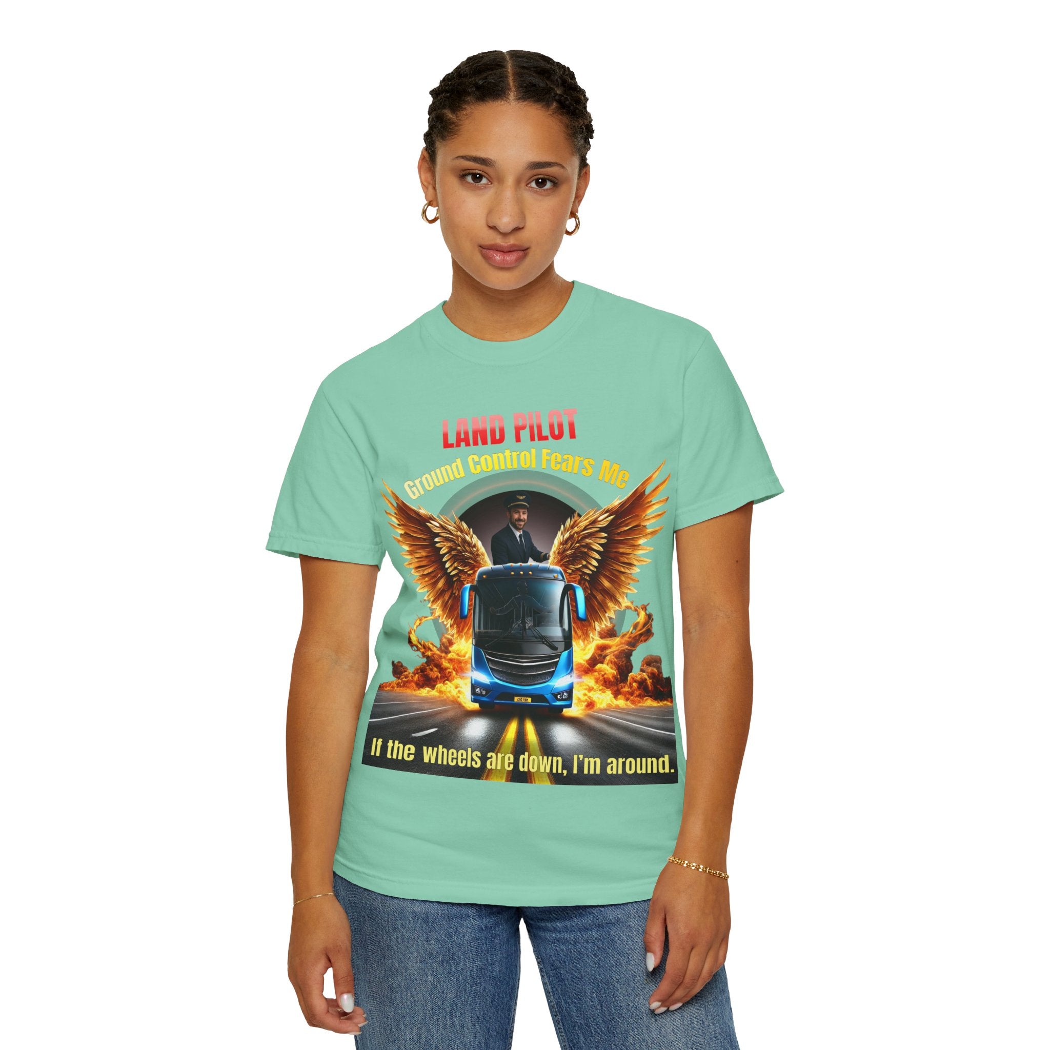 Bus Driver T-Shirt — "Land Pilot" & "If the wheels are down, I'm around" Graphic Tee