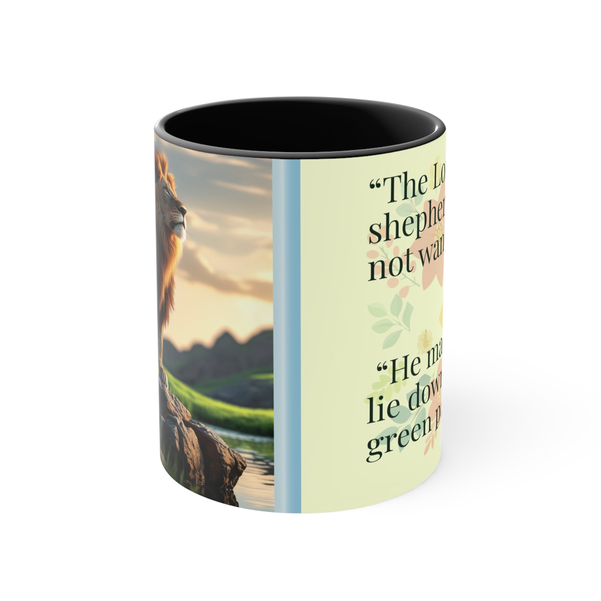 Lion Illustration Accent Mug | Scripture Verse Coffee Cup