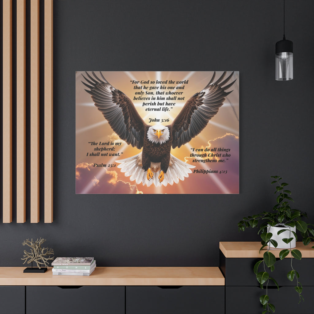 Bald Eagle with Bible Verses Canvas