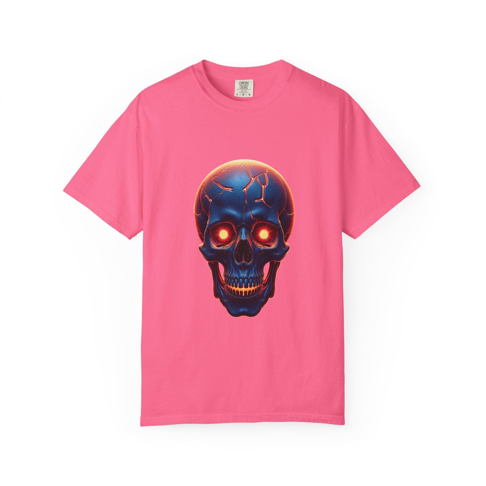 Glowing Neon Skull T-shirt | Fiery Skull Graphic Tee