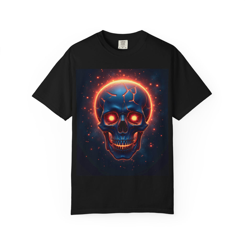 Glowing Neon Skull T-shirt | Fiery Skull Graphic Tee