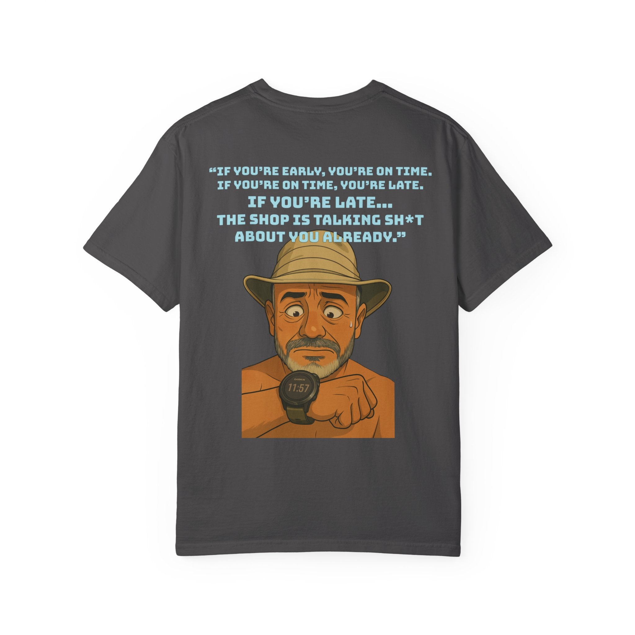 Pocket Graphic T-Shirt — Retro Explorer Watch Illustration & Quote