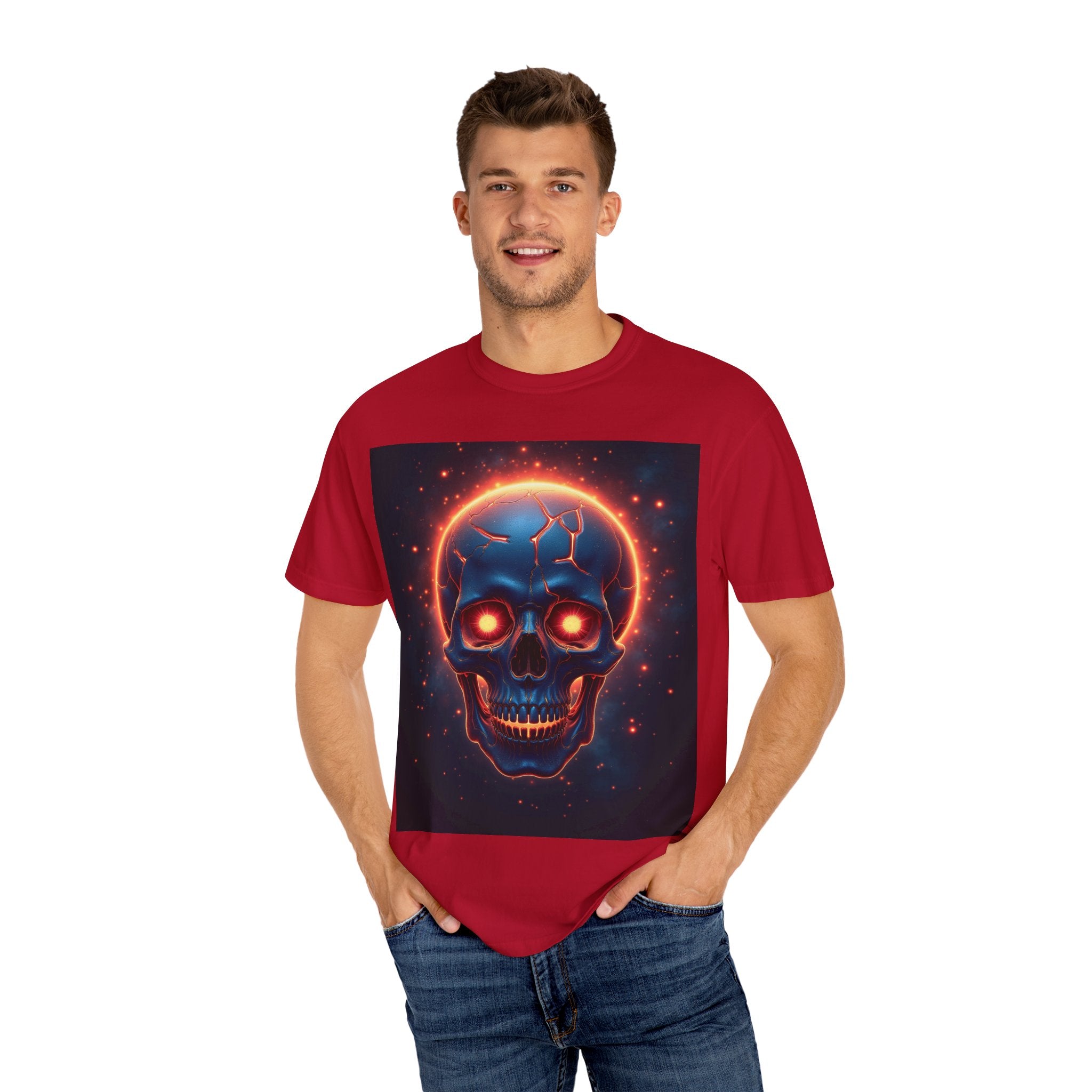 Glowing Neon Skull T-shirt | Fiery Skull Graphic Tee