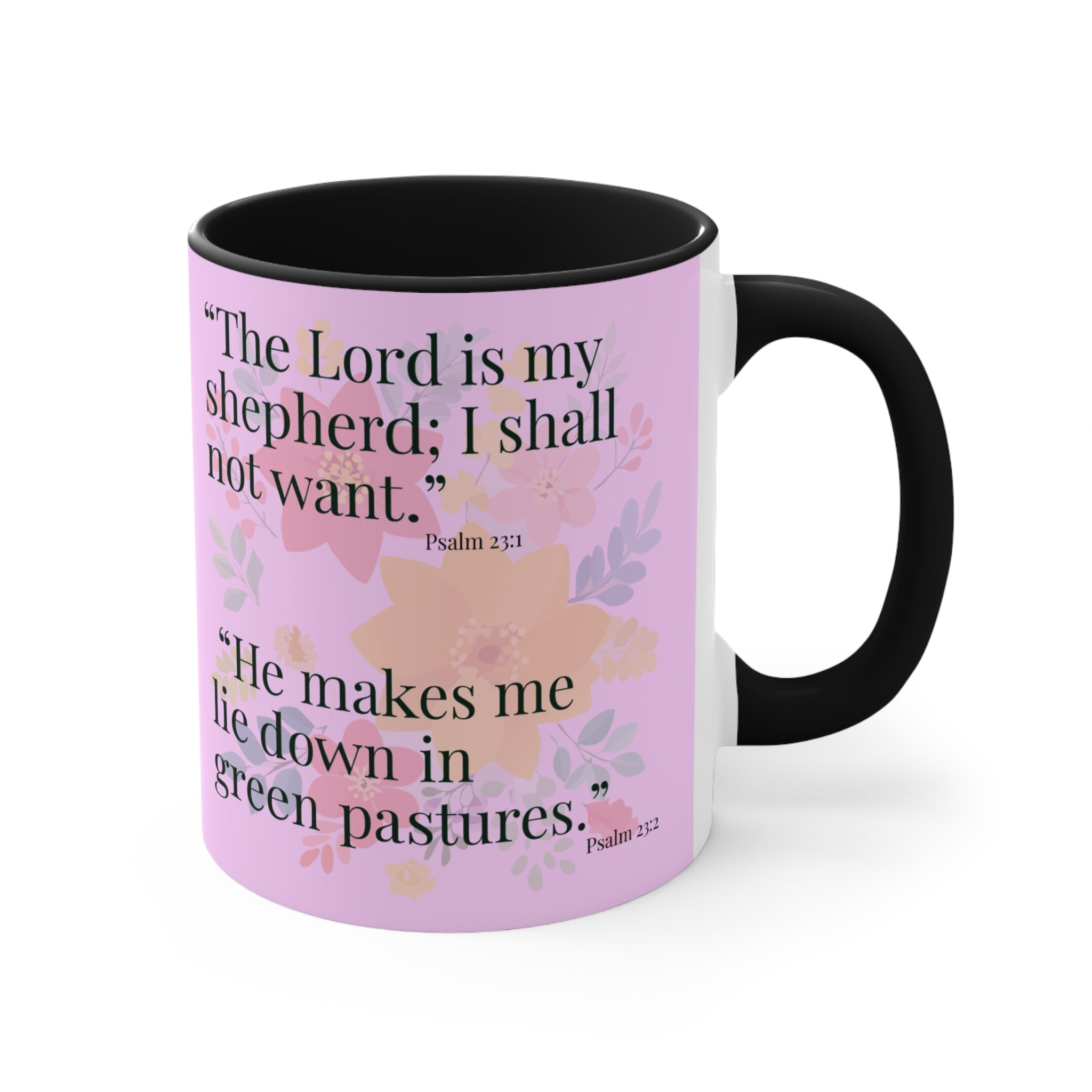 Majestic Lion Scene Mug | Psalm 23 Scripture Accent Mug