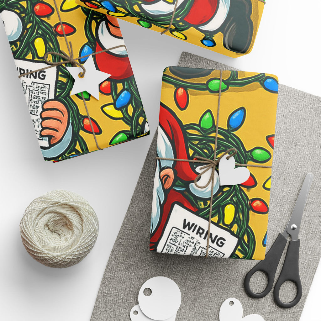 Santa Wreath Wrapping Paper | Christmas Holiday Gift Wrap Roll