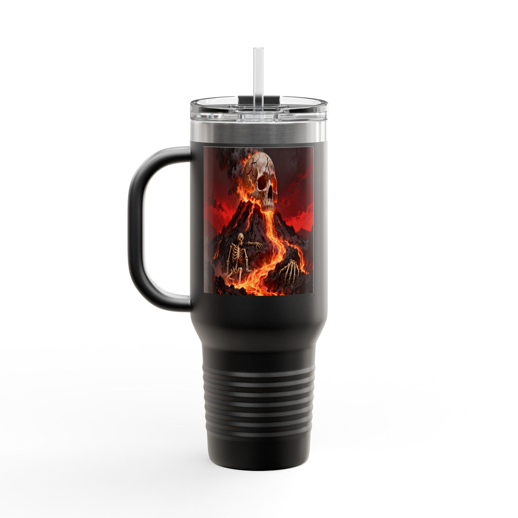 Raven on Skull with Blood Moon Insulated Travel Mug