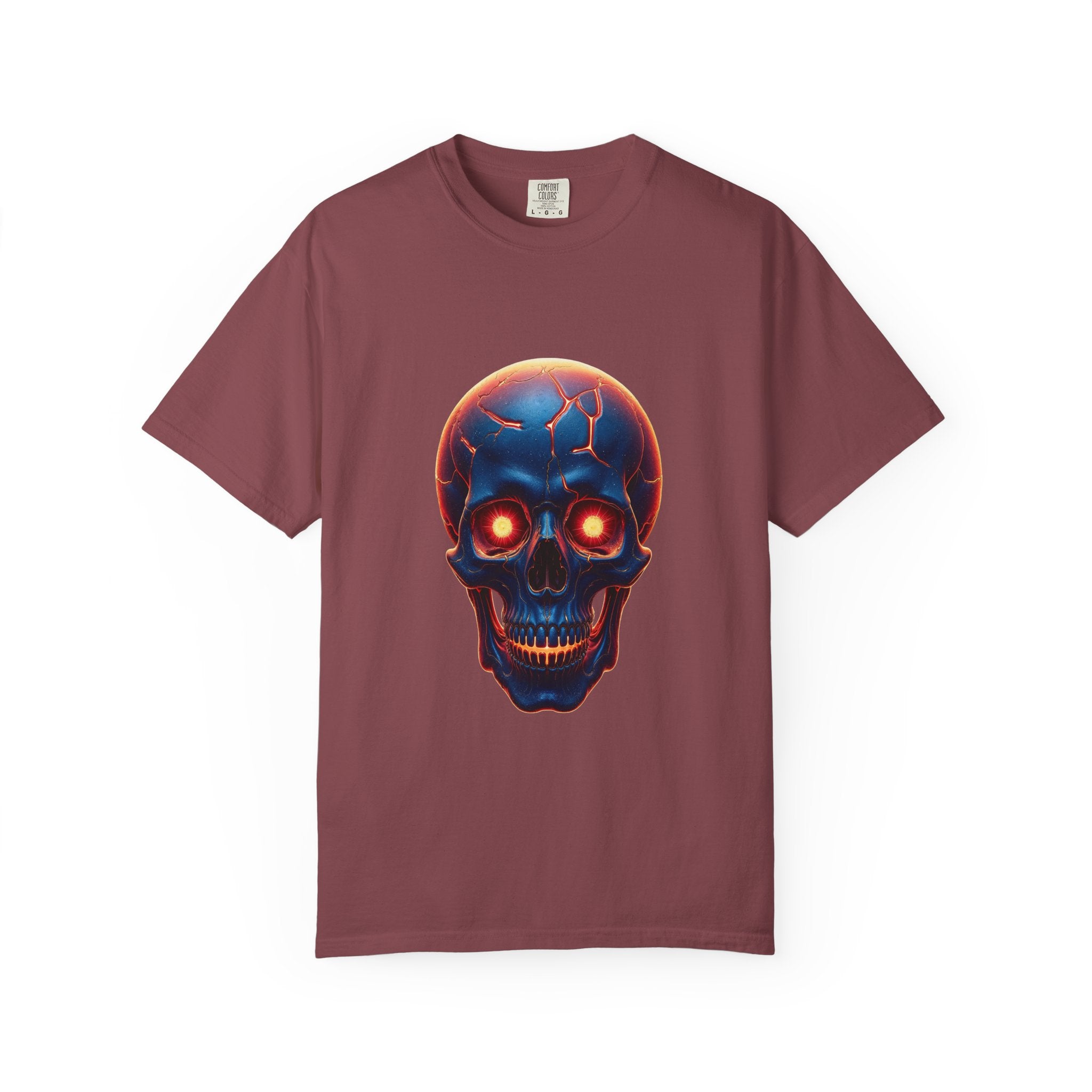 Glowing Neon Skull T-shirt | Fiery Skull Graphic Tee