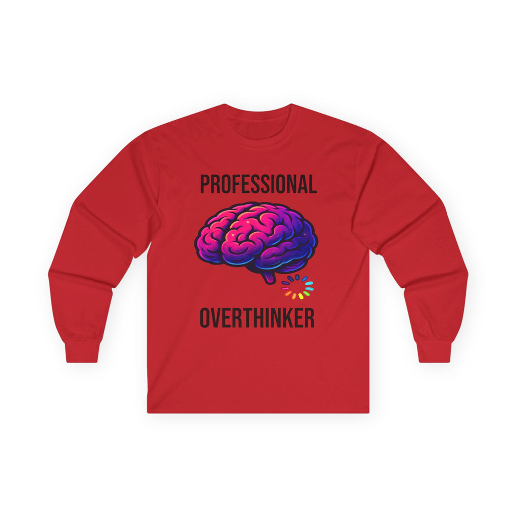 Professional Overthinker brain graphic Long Sleeve Tee | System Overloaded back design