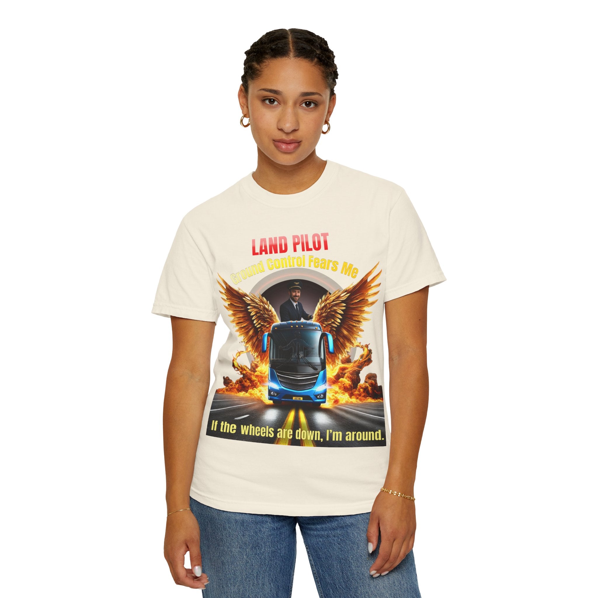 Bus Driver T-Shirt — "Land Pilot" & "If the wheels are down, I'm around" Graphic Tee