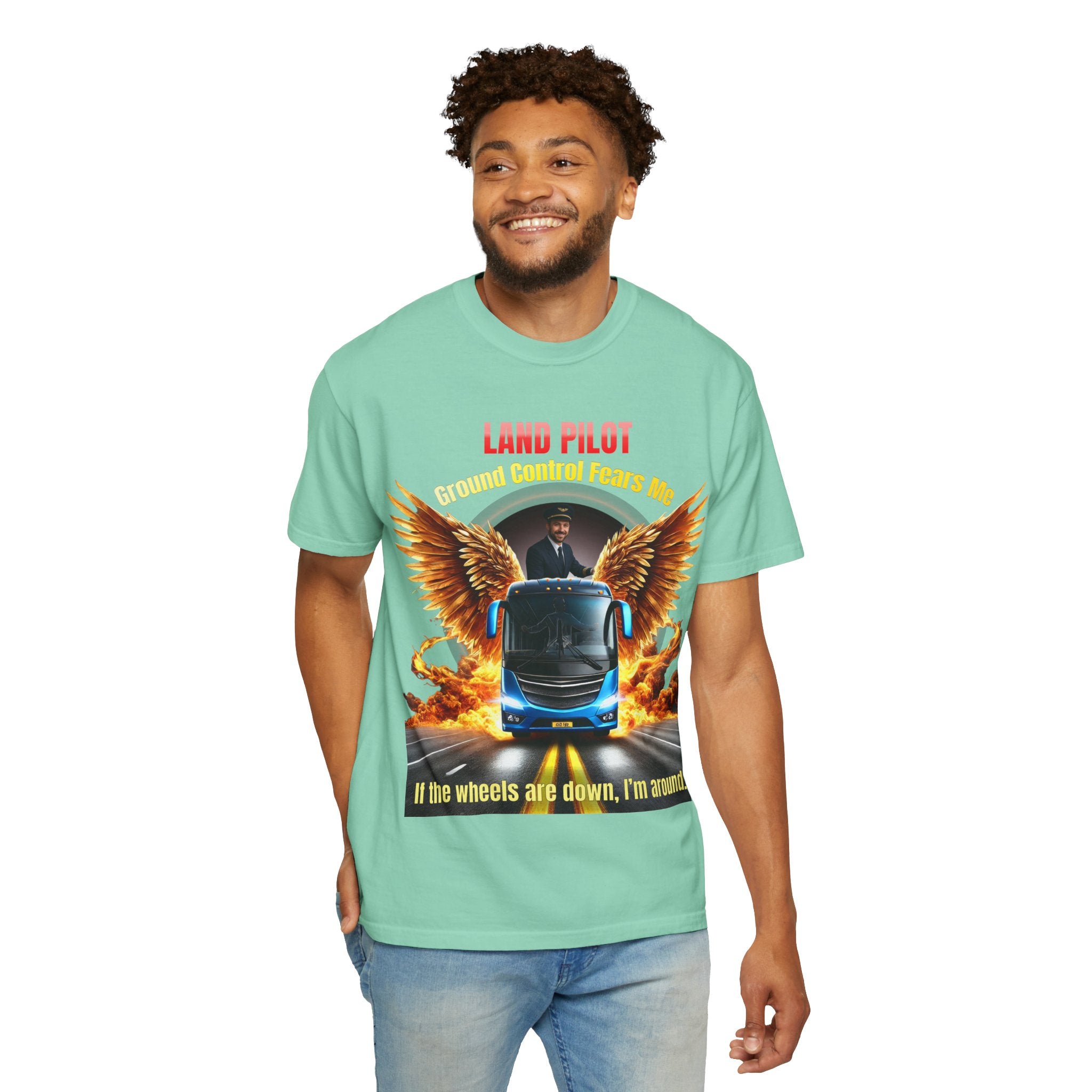 Bus Driver T-Shirt — "Land Pilot" & "If the wheels are down, I'm around" Graphic Tee