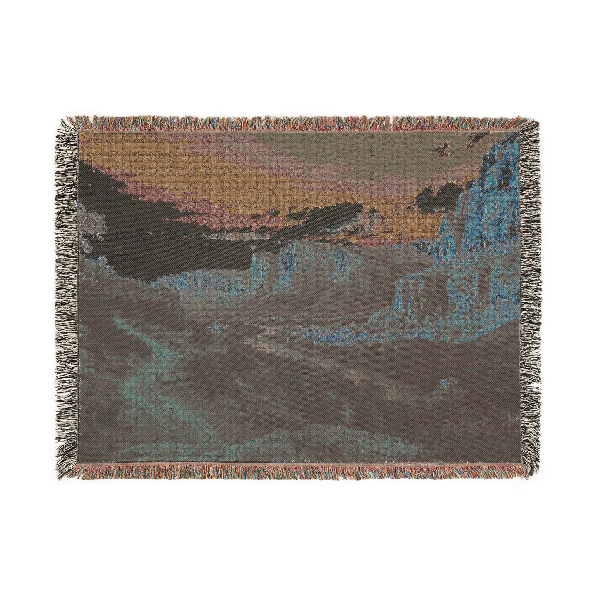 Desert Canyon Landscape Woven Blanket | Scenic Southwestern Tapestry Throw
