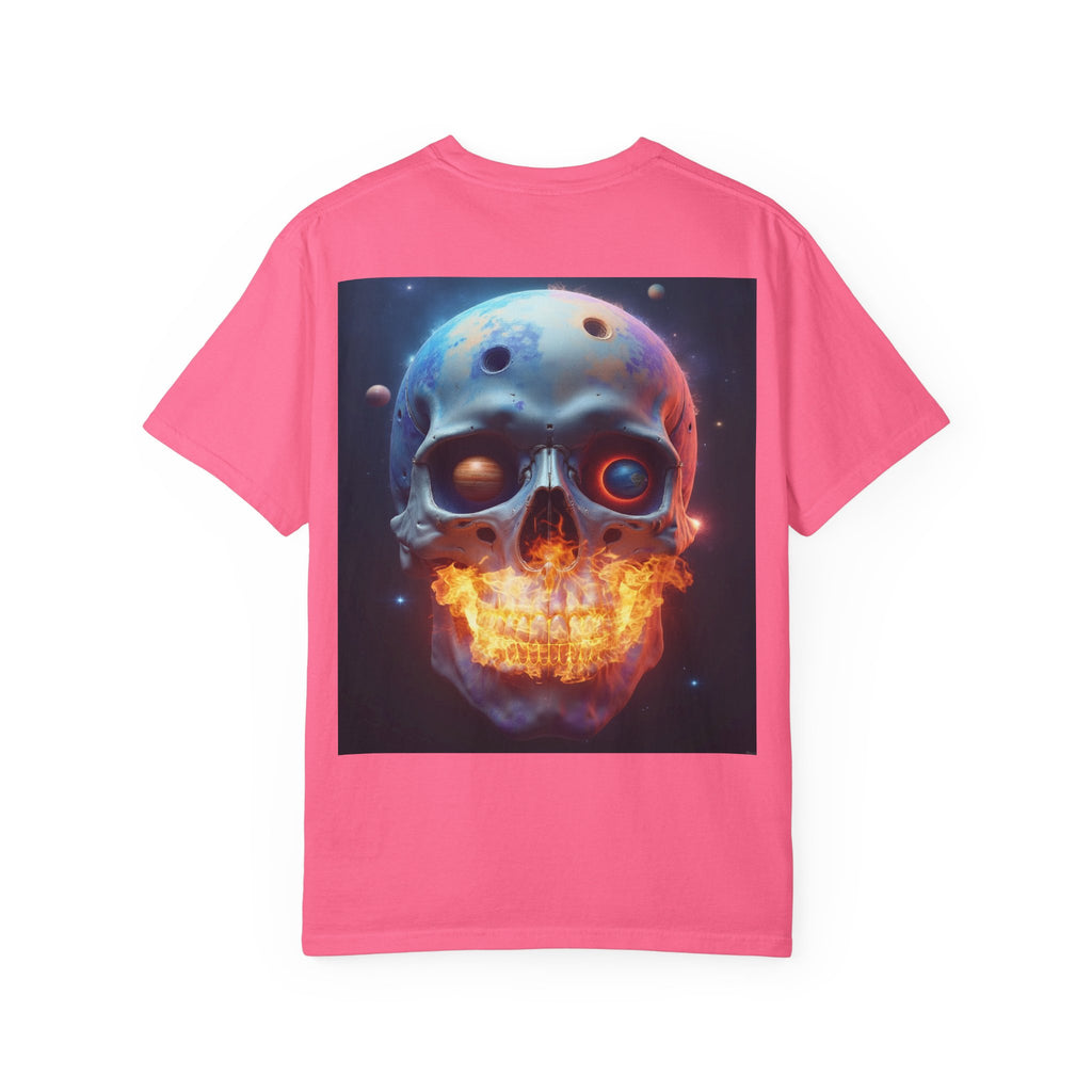 Glowing Neon Skull T-shirt | Fiery Skull Graphic Tee