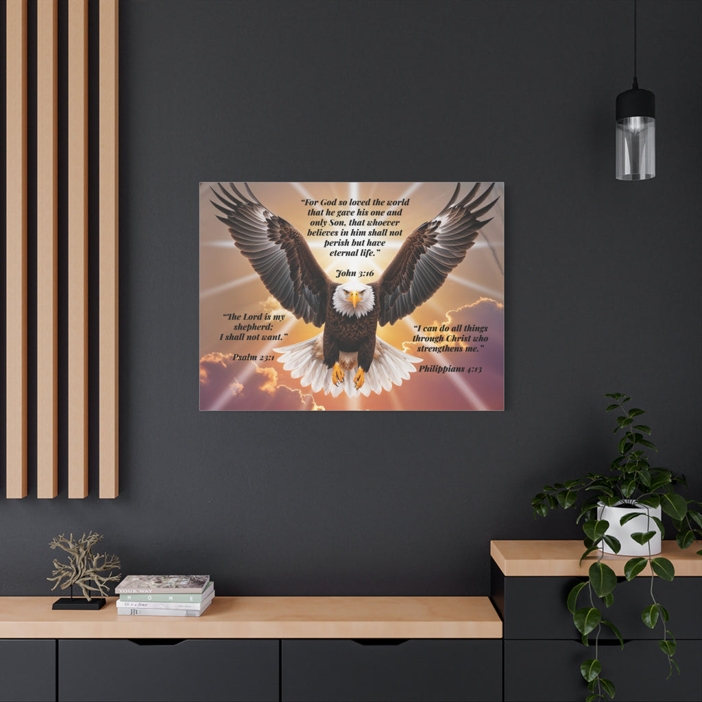 Bald Eagle with Bible Verses Canvas