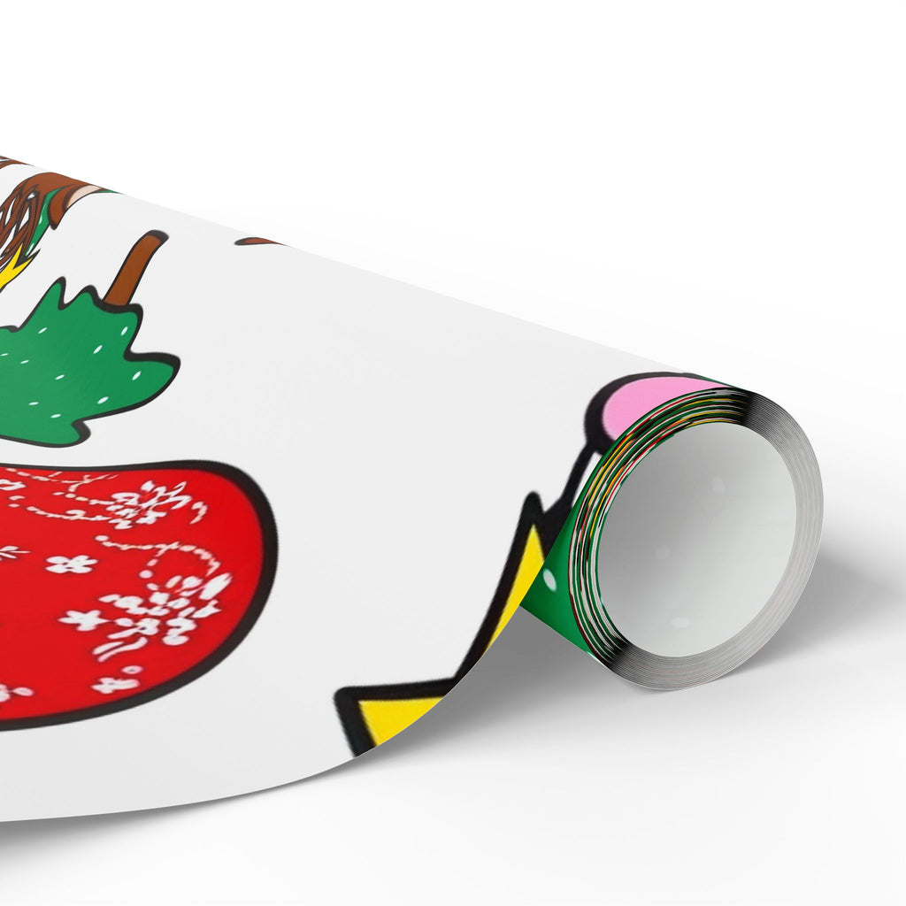 Reindeer Pattern Wrapping Paper | Christmas Trees Ornaments Gifts