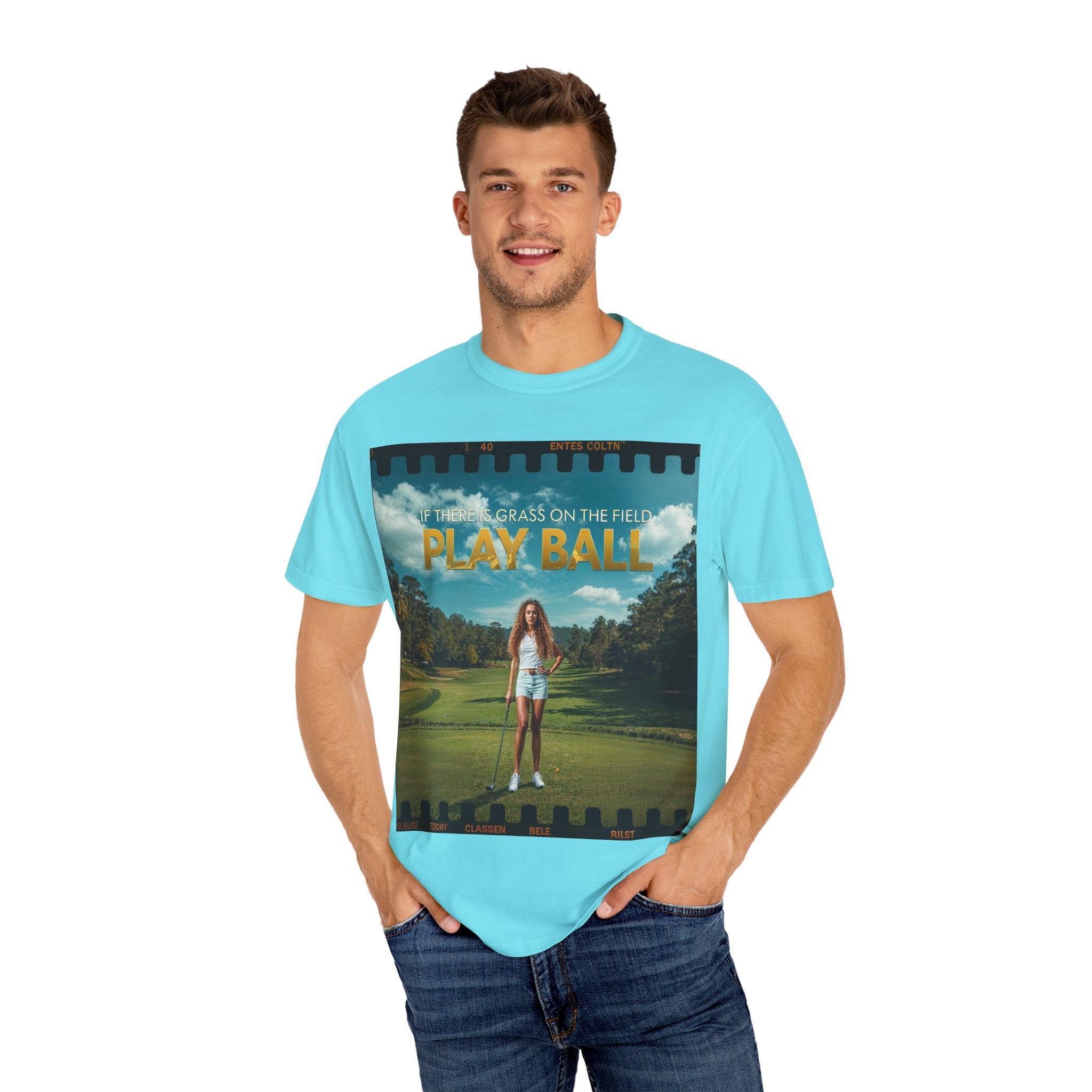Play Ball golf scene T-shirt | retro golf course photo tee