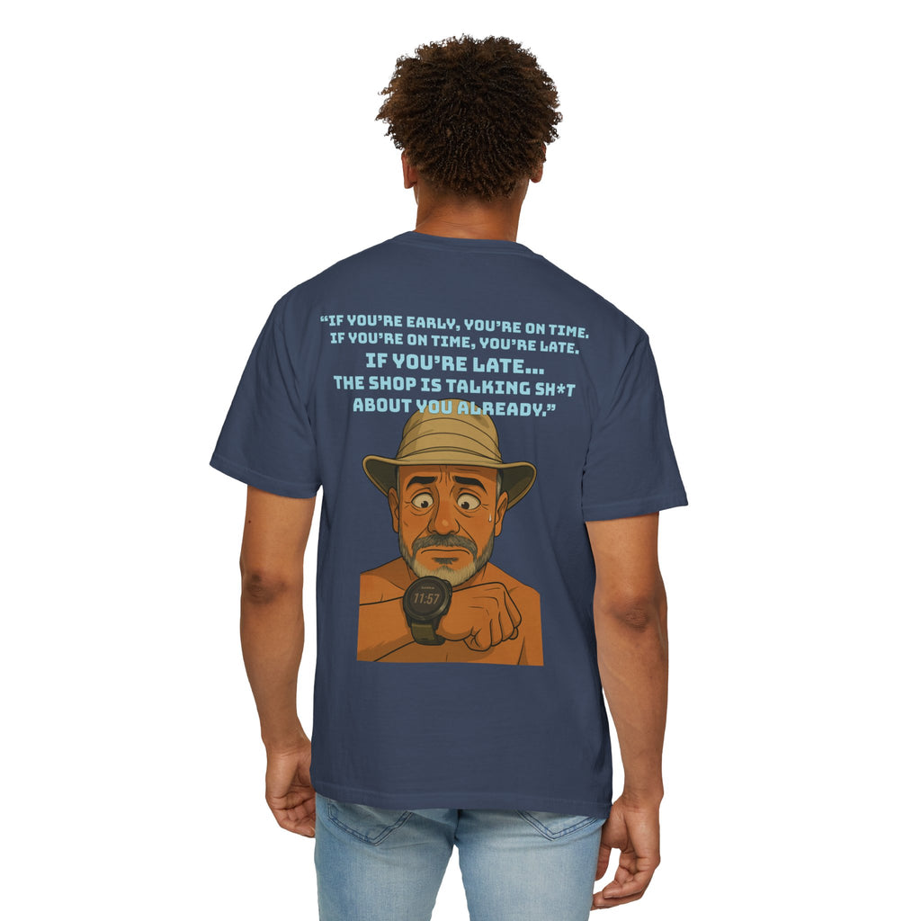 Pocket Graphic T-Shirt — Retro Explorer Watch Illustration & Quote