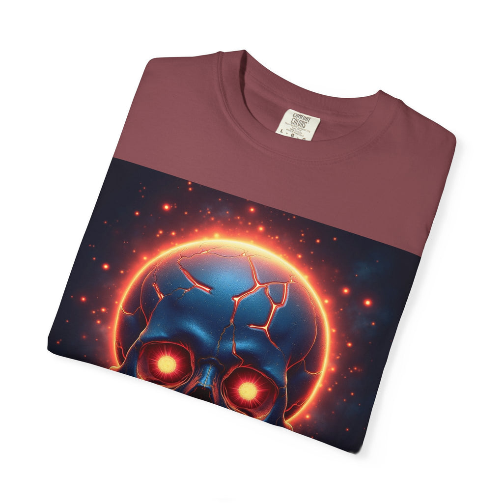 Glowing Neon Skull T-shirt | Fiery Skull Graphic Tee