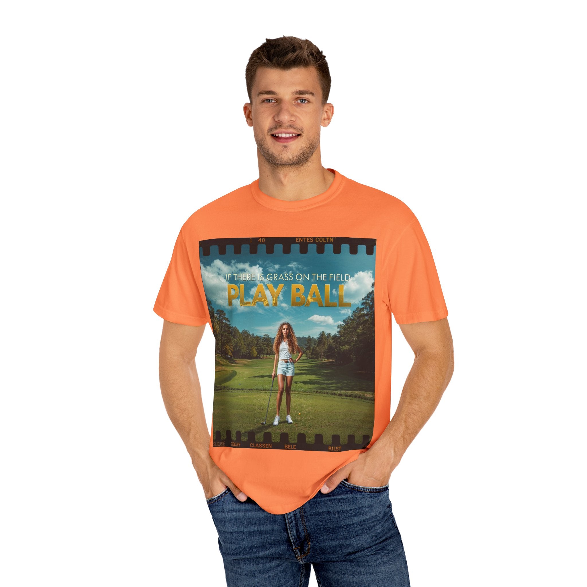 Play Ball golf scene T-shirt | retro golf course photo tee