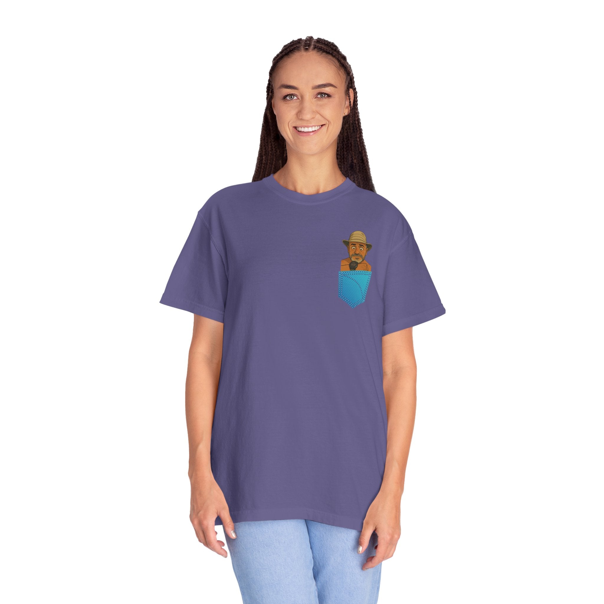 Pocket Graphic T-Shirt — Retro Explorer Watch Illustration & Quote