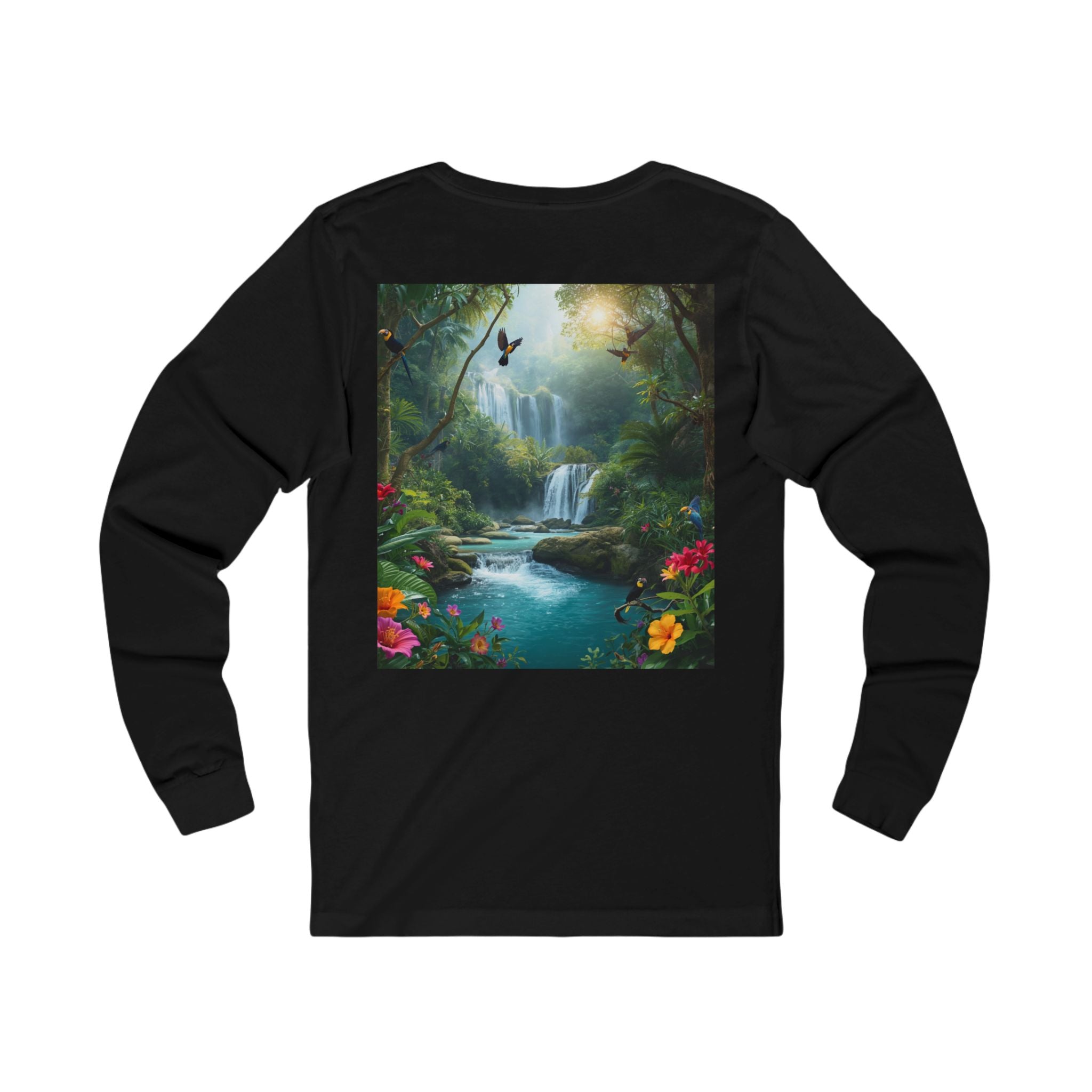 Tropical Waterfall Landscape Tee | Long Sleeve Nature Shirt