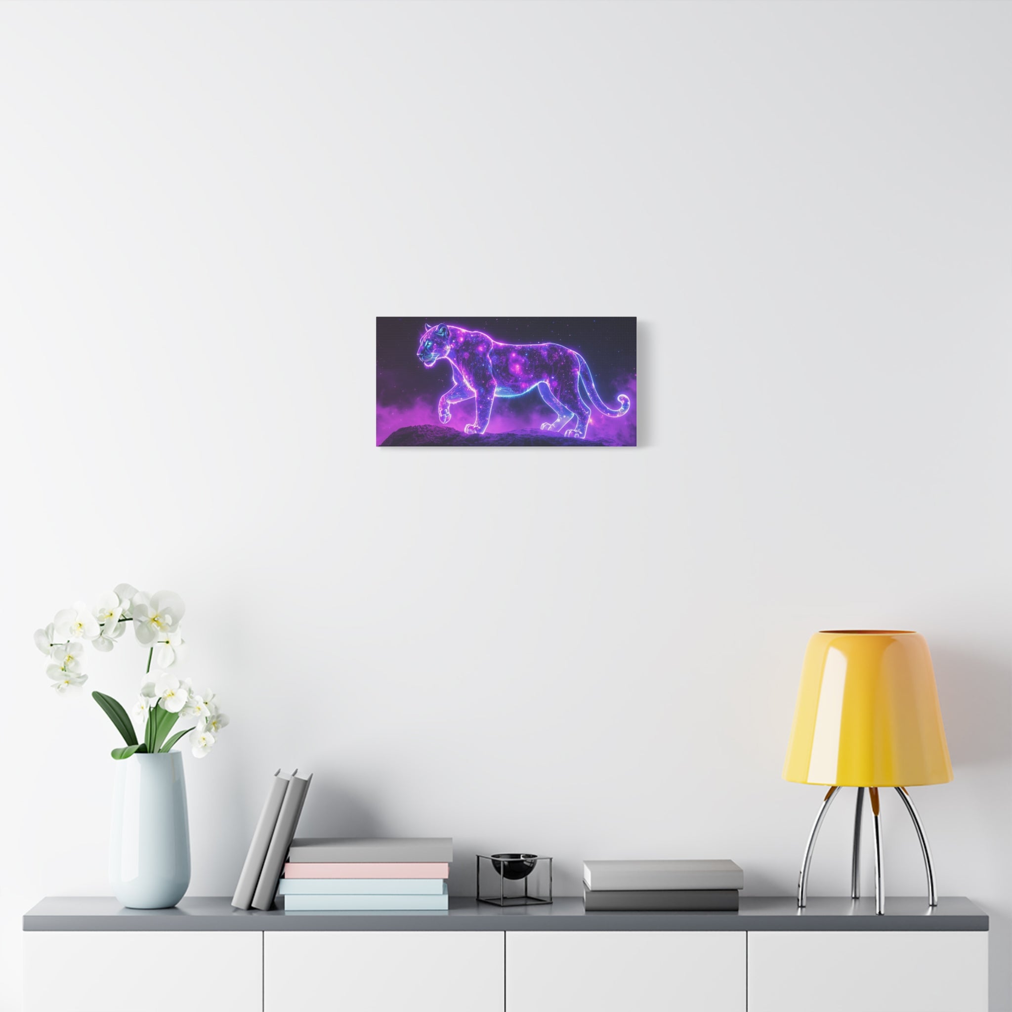 Neon Galaxy Panther Canvas | Matte Stretched Wall Art 1.25"