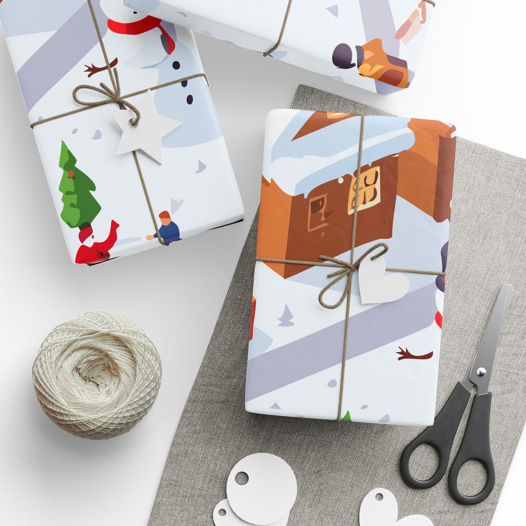 Snowy Gingerbread Village Wrapping Paper | Holiday Christmas Gift Wrap