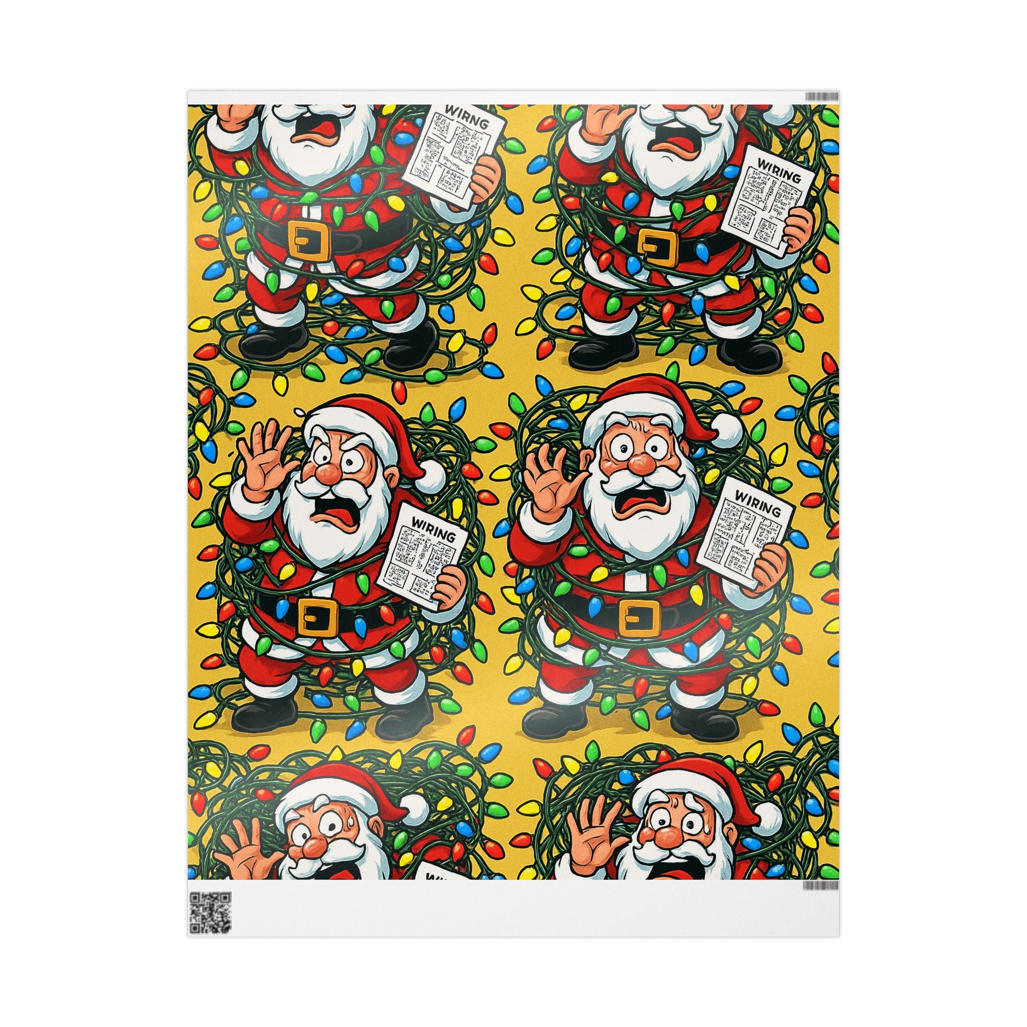 Santa Wreath Wrapping Paper | Christmas Holiday Gift Wrap Roll