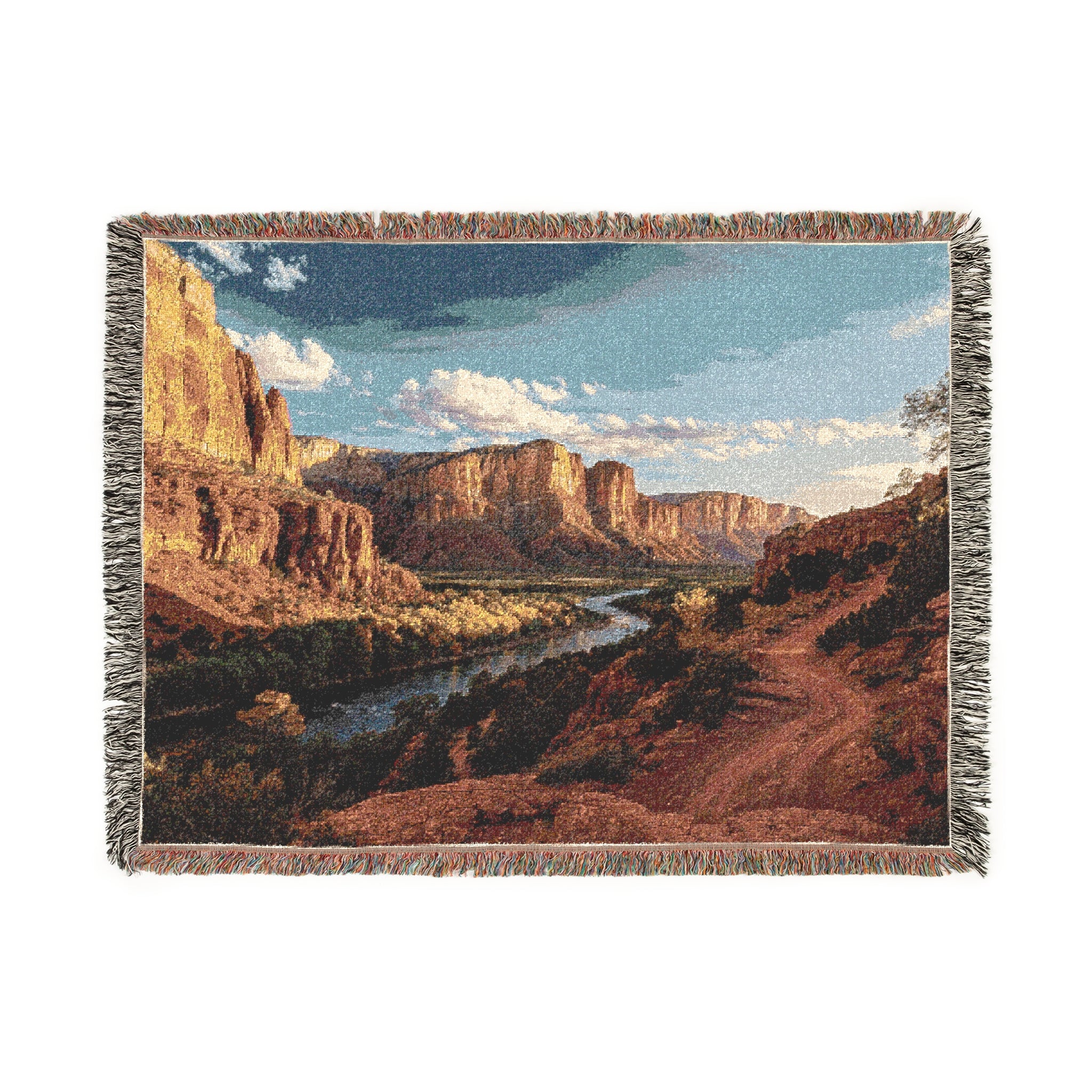 Desert Canyon Landscape Woven Blanket | Scenic Southwestern Tapestry Throw