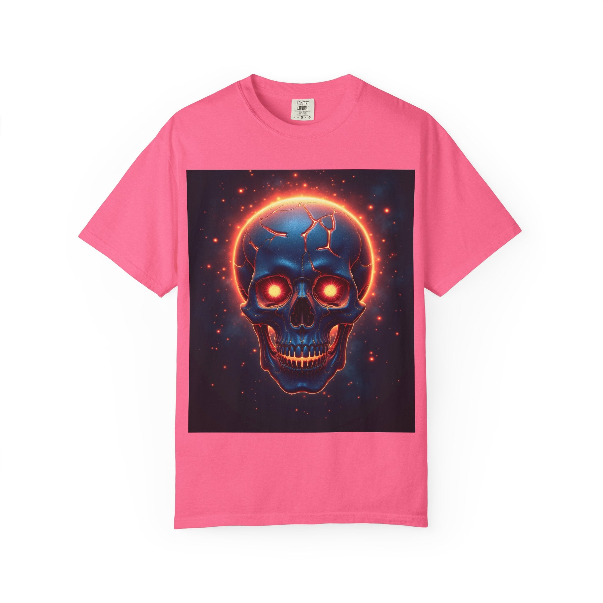 Glowing Neon Skull T-shirt | Fiery Skull Graphic Tee