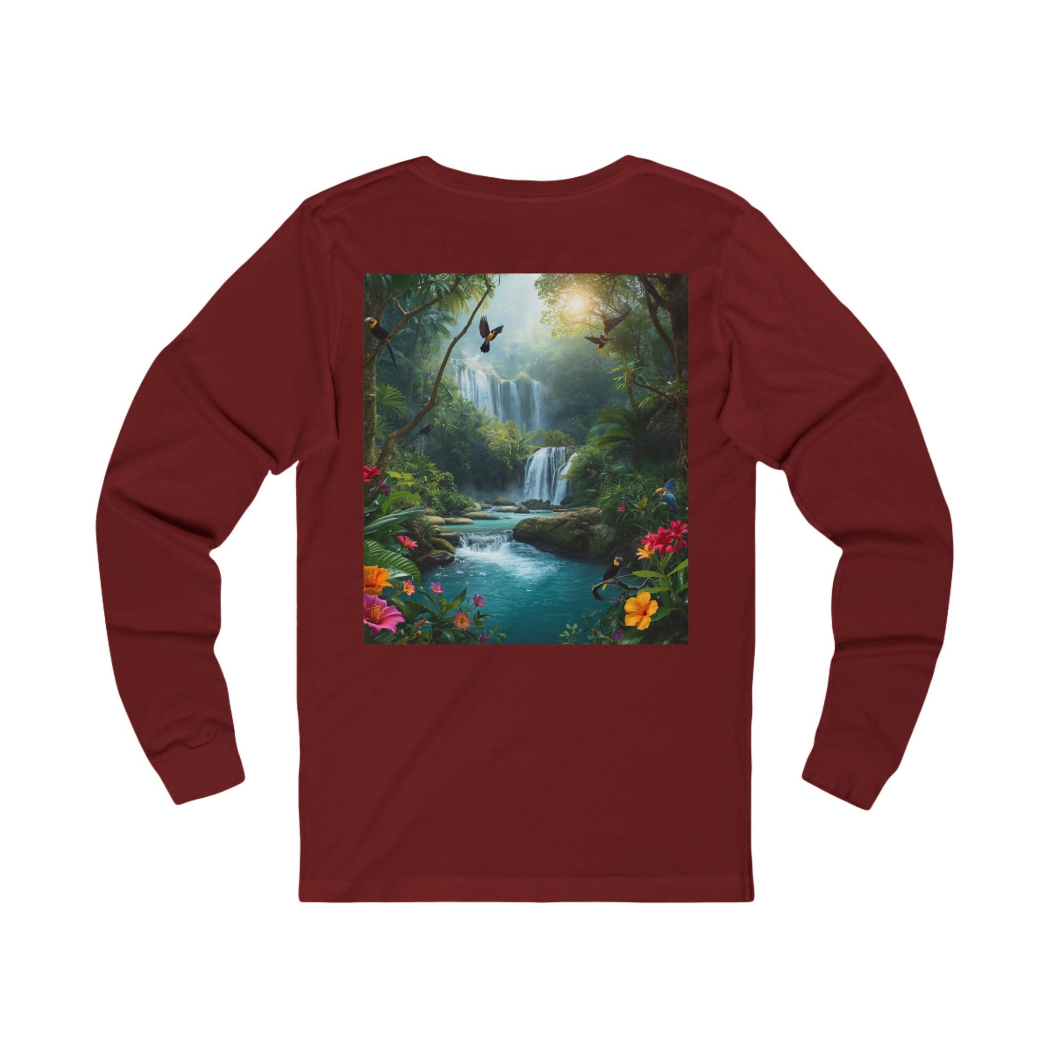 Tropical Waterfall Landscape Tee | Long Sleeve Nature Shirt